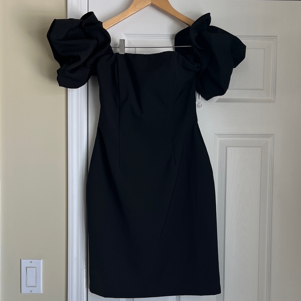 Adelyn Rae Black Puff Sleeve Mini Dress